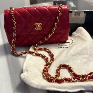 Chanel red quilted bag